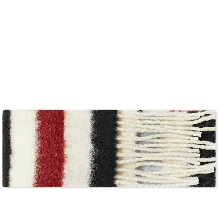 Photo: Acne Studios Men's Vesuvio Stripe Scarf in White/Red/Black