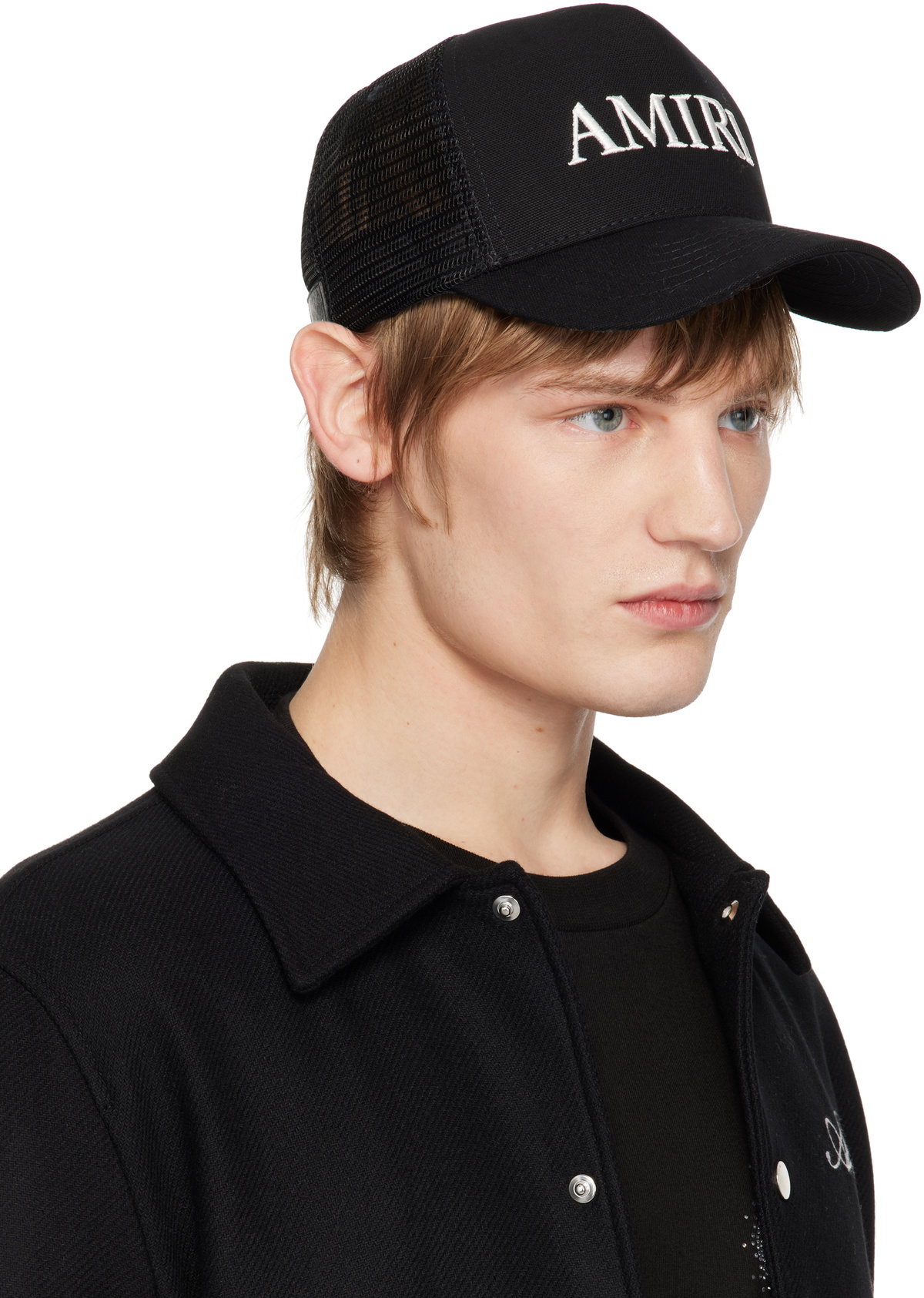 AMIRI Black Core Logo Trucker Hat Amiri