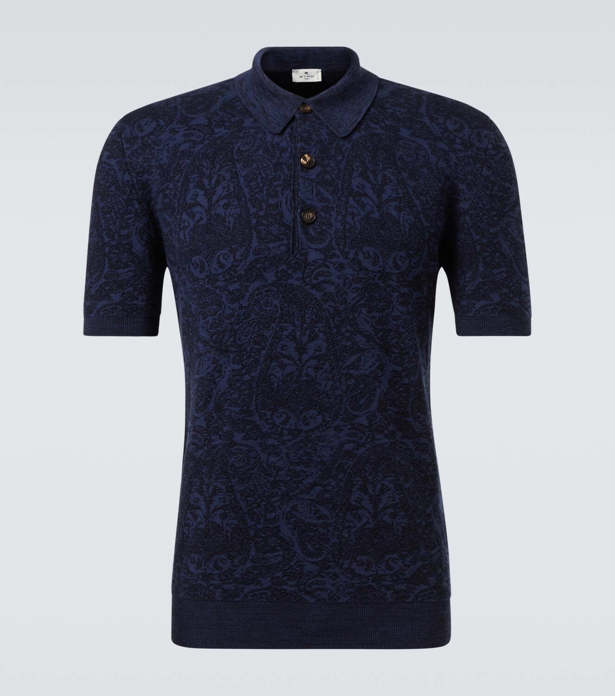 Etro Cotton and wool-blend jacquard polo sweater