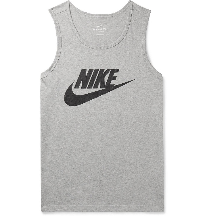 Photo: Nike - Sportswear Logo-Print Mélange Cotton-Jersey Tank Top - Gray