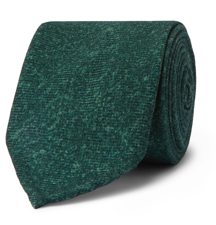 Photo: Rubinacci - 8cm Mélange Wool-Flannel Tie - Green