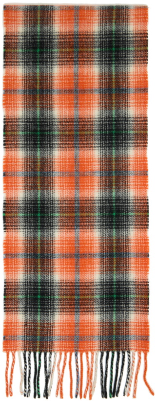 Photo: GANNI Orange Check Wool Scarf
