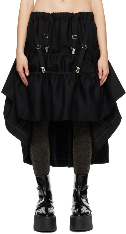 Photo: Noir Kei Ninomiya Black Tiered Midi Skirt