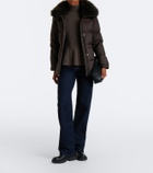Yves Salomon Set of calf-hair trimmed down jacket and gloves