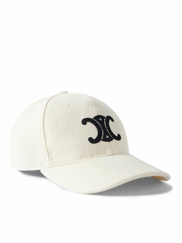 Photo: CELINE - Triomphe Logo-Embroidered Wool-Blend Baseball Cap - Neutrals