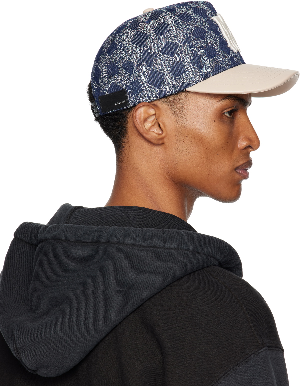 AMIRI Navy & Beige MA Leather Brim Denim Cap Amiri