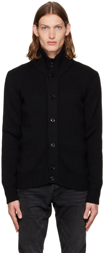 Photo: TOM FORD Black Button-Through Cardigan