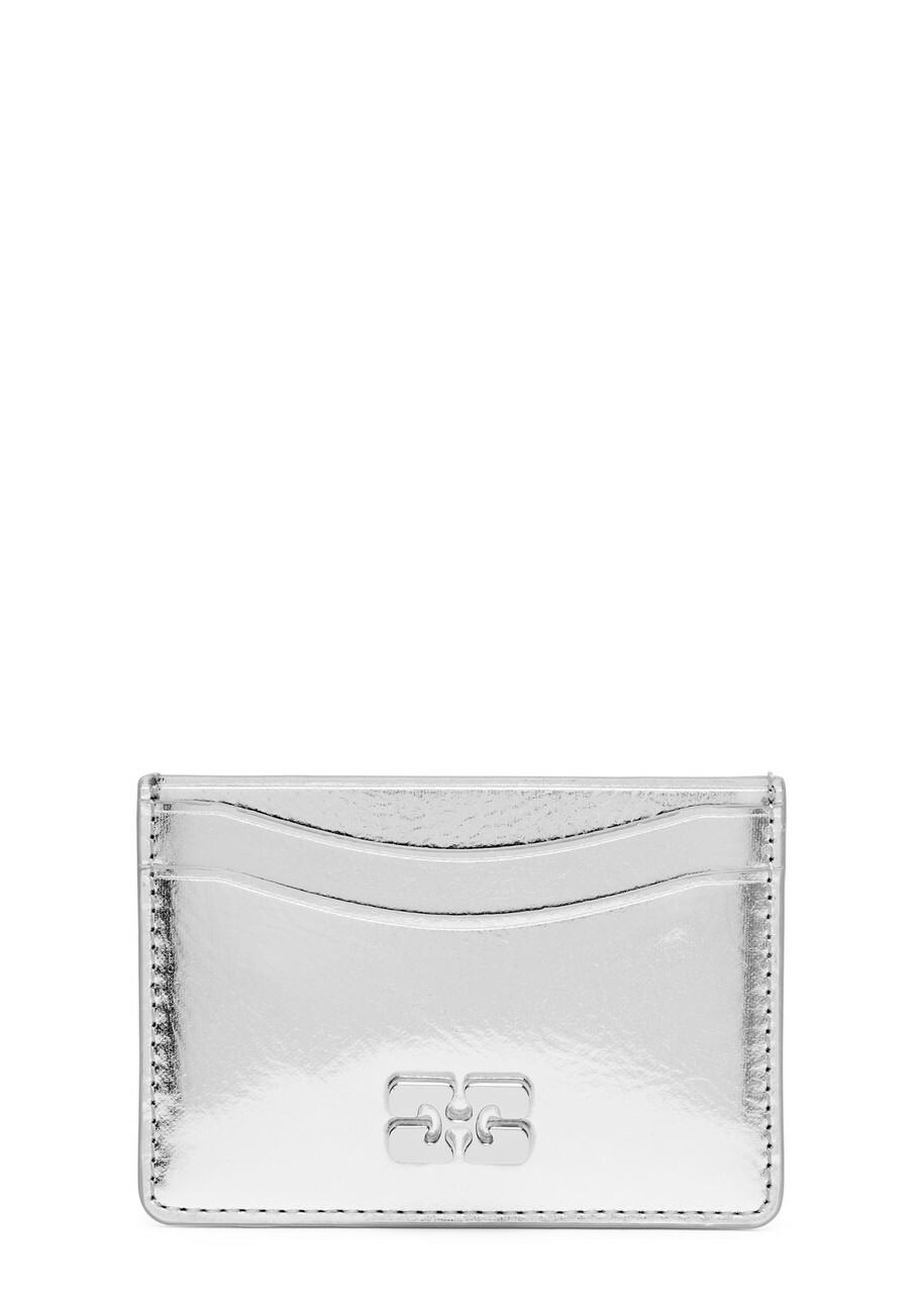 Ganni Bou Metallic Leather Card Holder - Silver - One Size GANNI