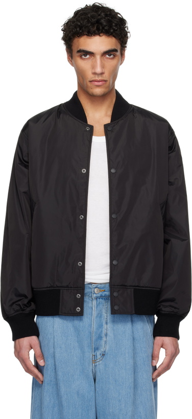 Photo: Reigning Champ Black Econyl Satin Nylon Stadium Bomber Jacket