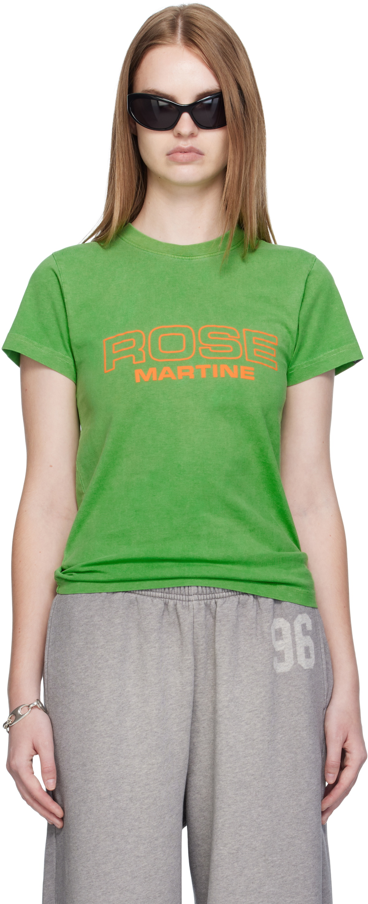 Martine Rose Green Shrunken T-shirt