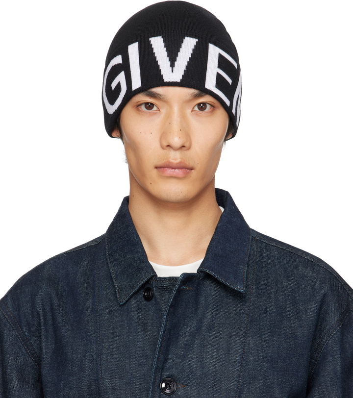 Photo: Givenchy Black 'Givenchy' Jacquard Beanie