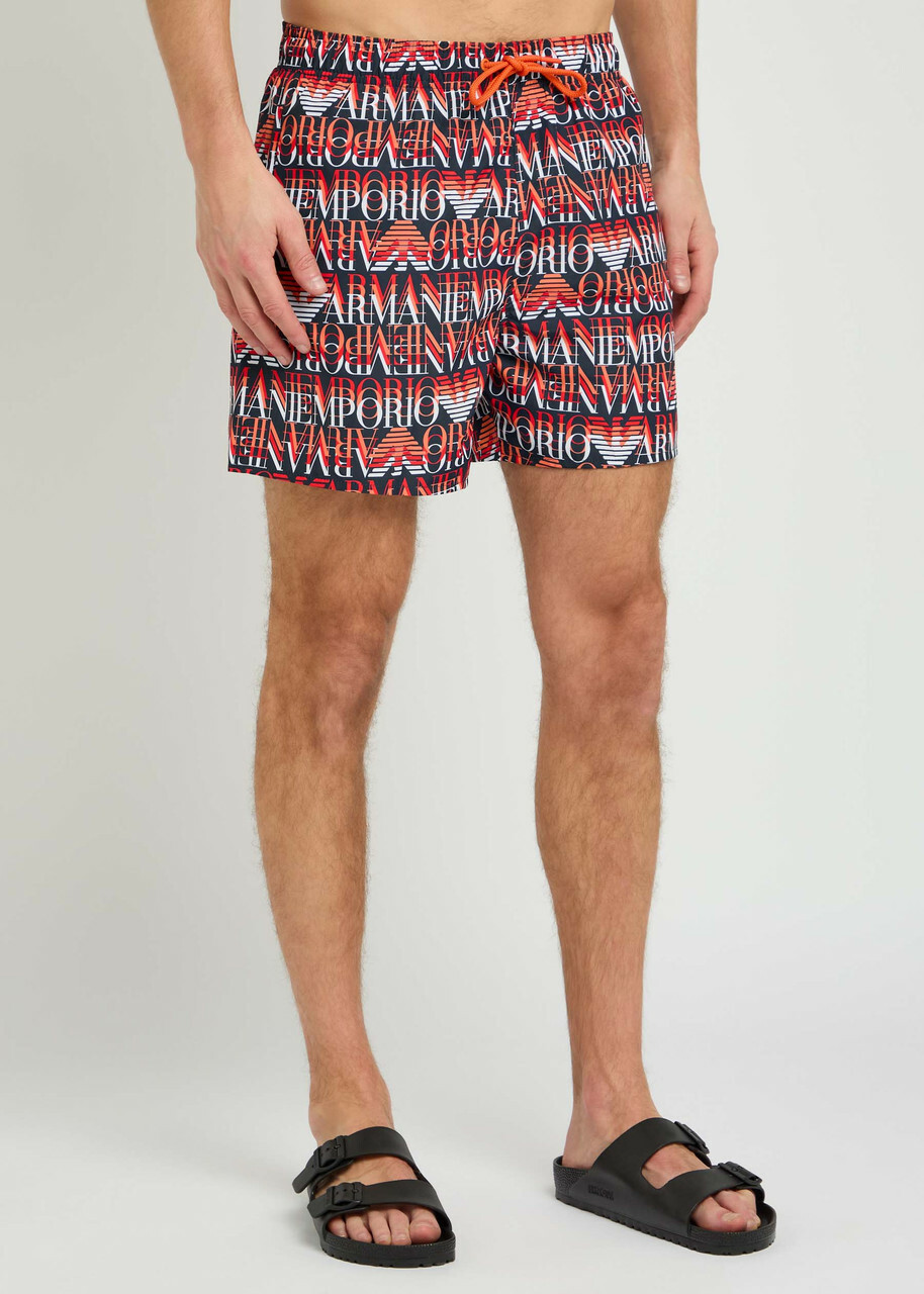 Emporio Armani Logo-print Shell Swim Shorts Red