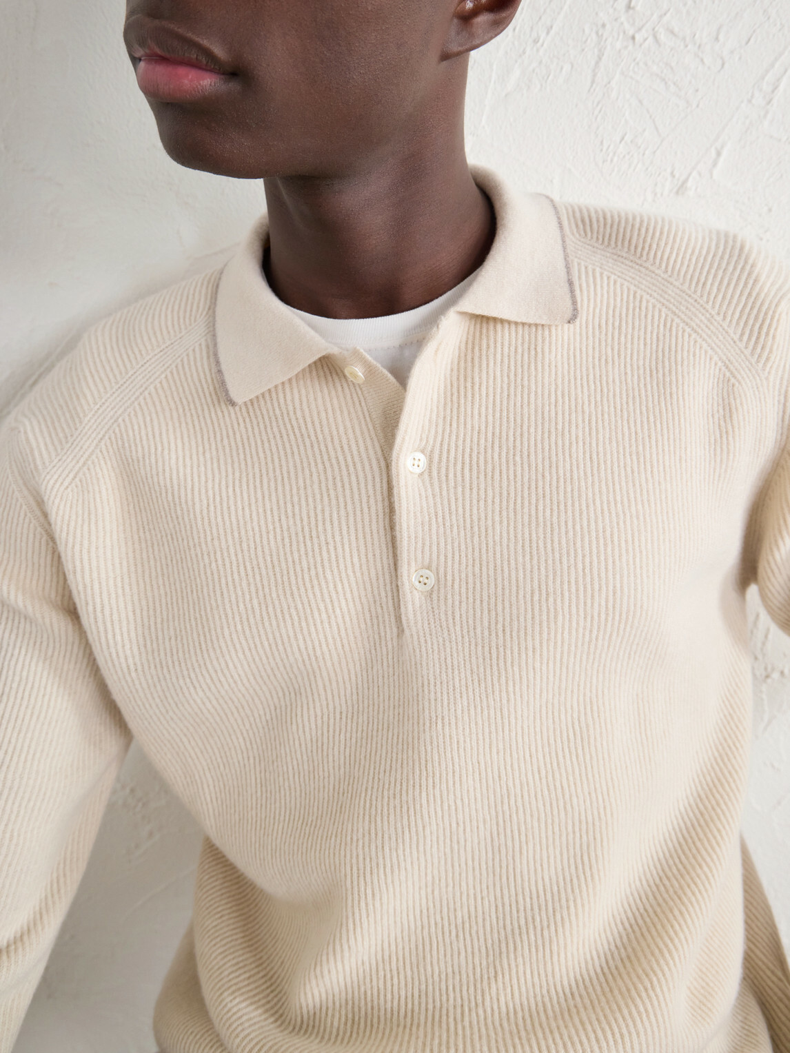 Altea - Ribbed Virgin Wool Polo Shirt - Neutrals