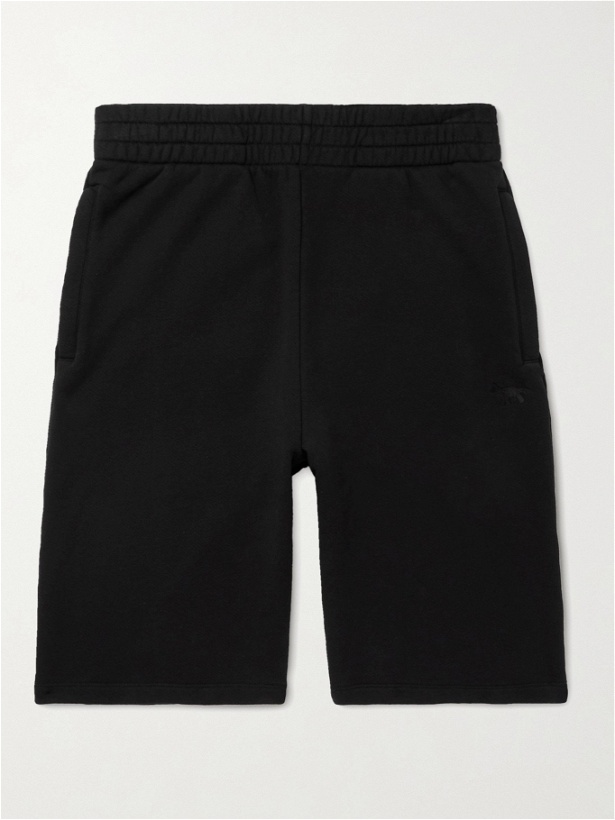Photo: MAISON KITSUNÉ - Logo-Embroidered Cotton-Jersey Shorts - Black