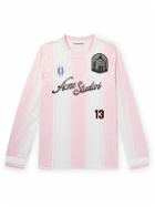 Acne Studios - Appliquéd Logo-Print Striped Mesh T-Shirt - Pink