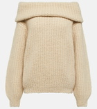 Loro Piana Ribbed-knit off-shoulder cashmere sweater