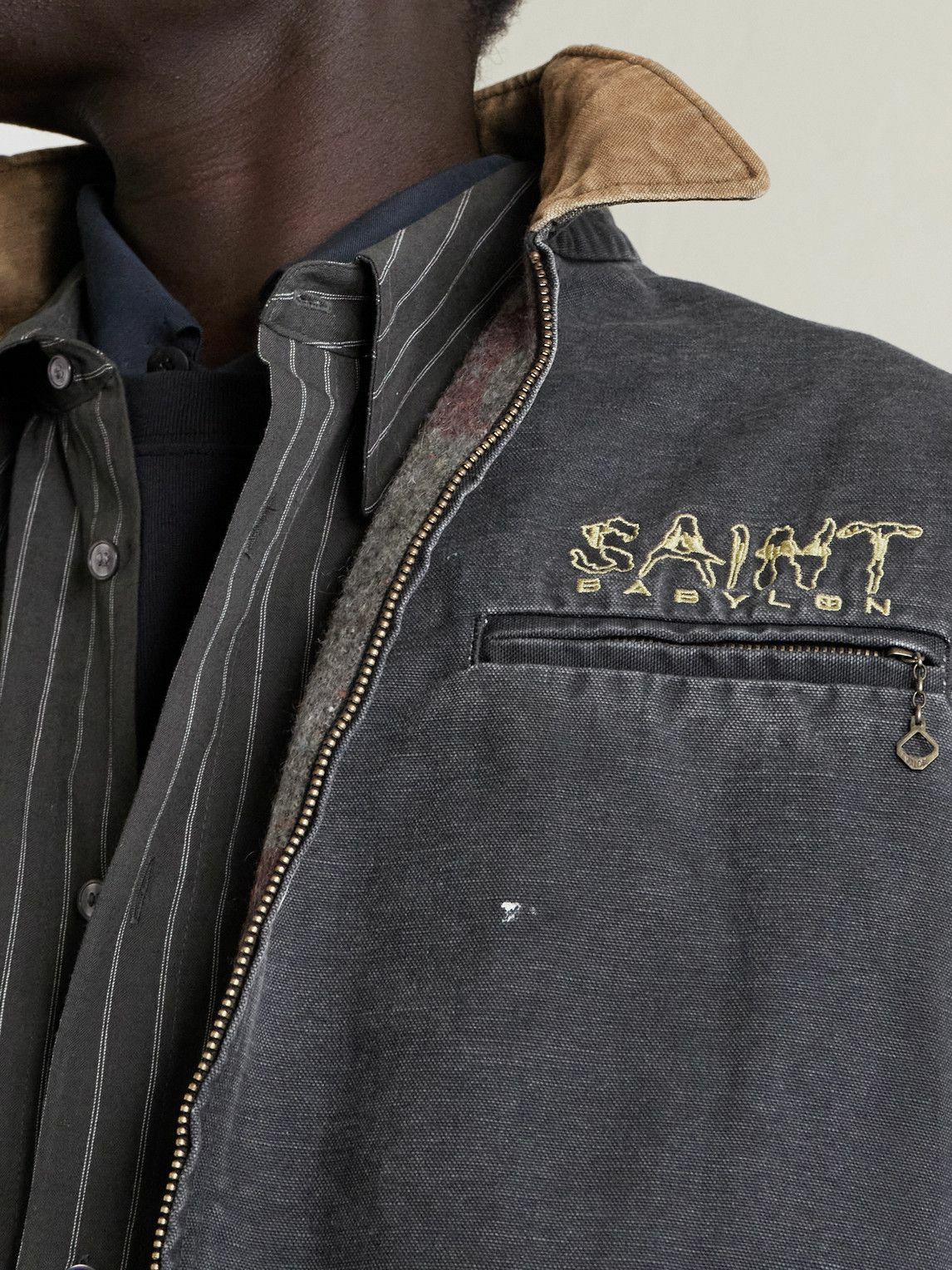 SAINT MXXXXXX - Babylon Detroit Logo-Embroidered Cotton Jacket - Black