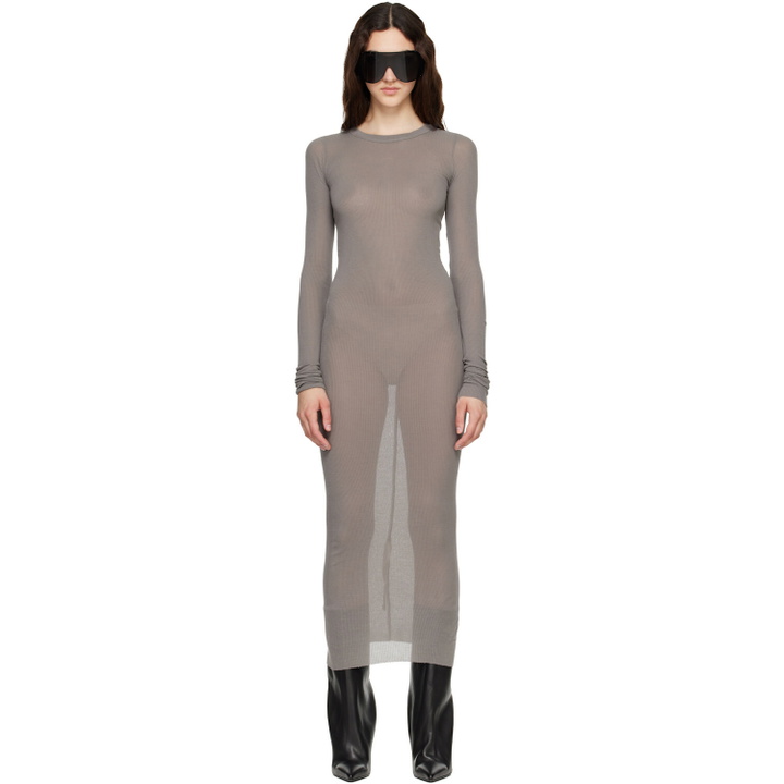 Photo: Rick Owens Taupe Tower Rib LS Midi Dress