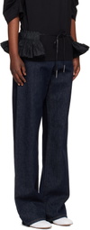 Dries Van Noten Black Ruffled Cotton Waist Belt