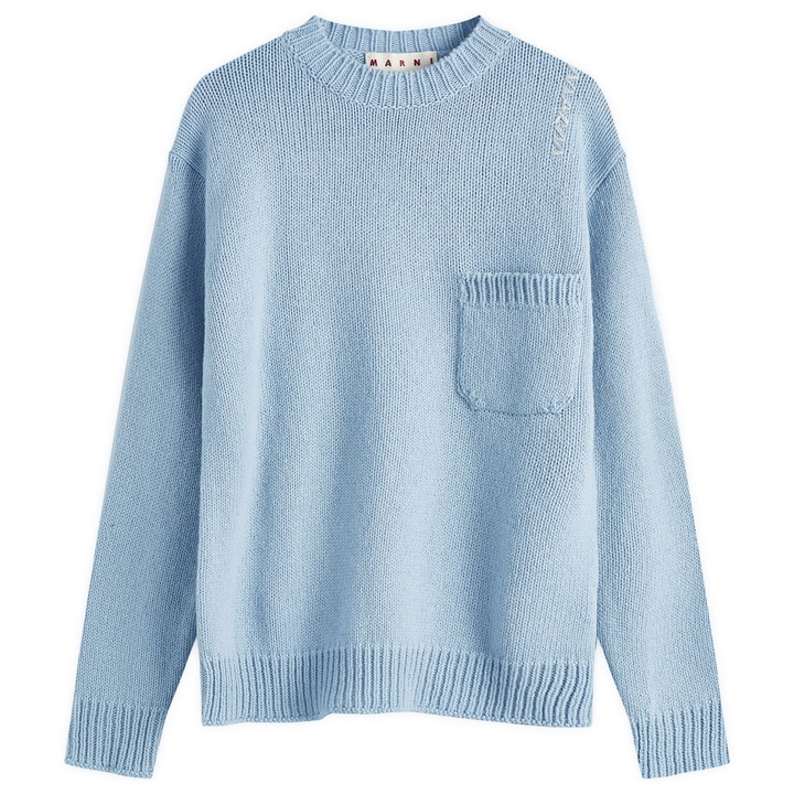Photo: Marni Men's Shetland Wool Knit Jumper in Leaden Blue
