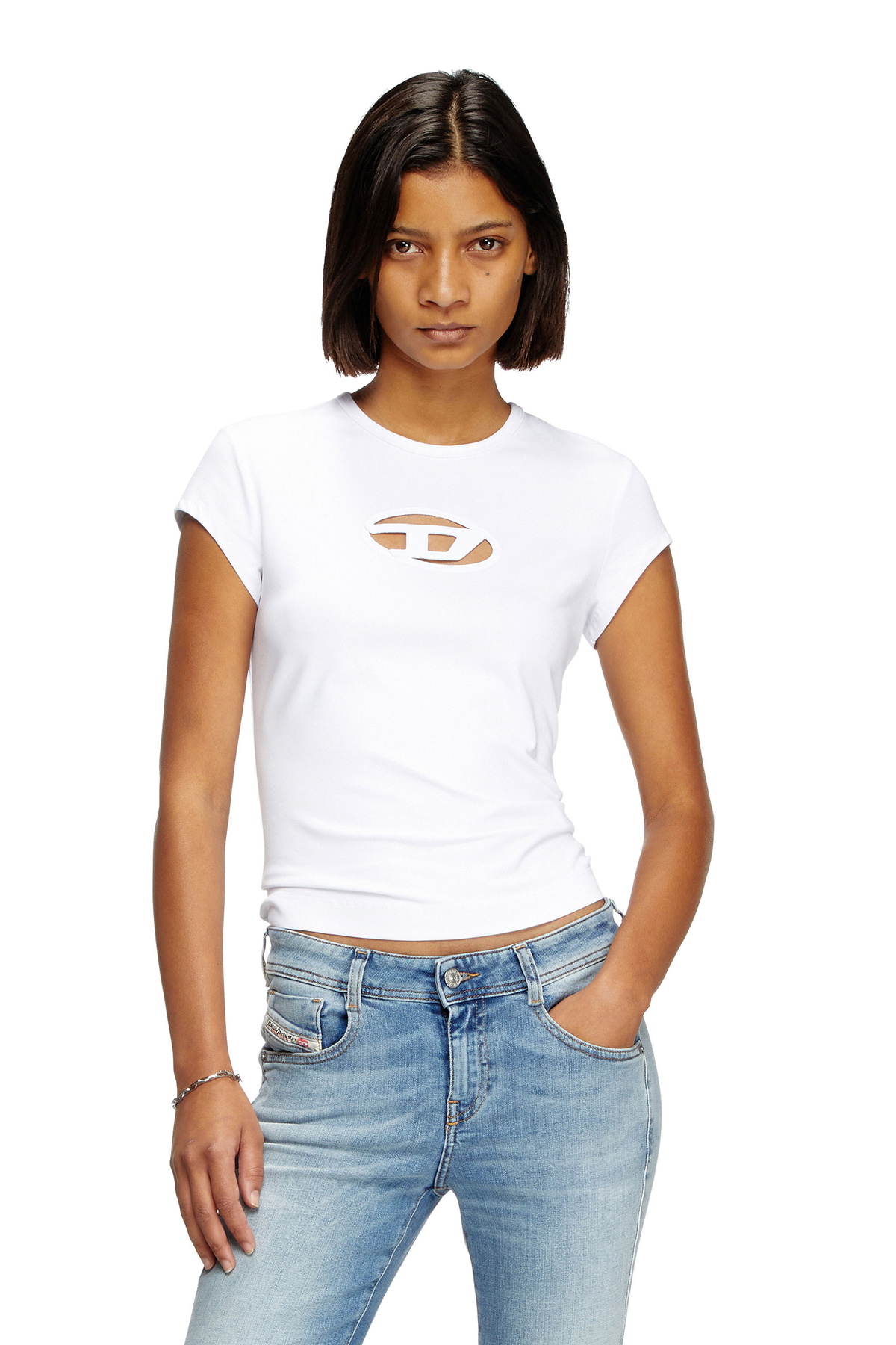 Diesel T-shirt with peekaboo logo - T-Shirts Womens in White