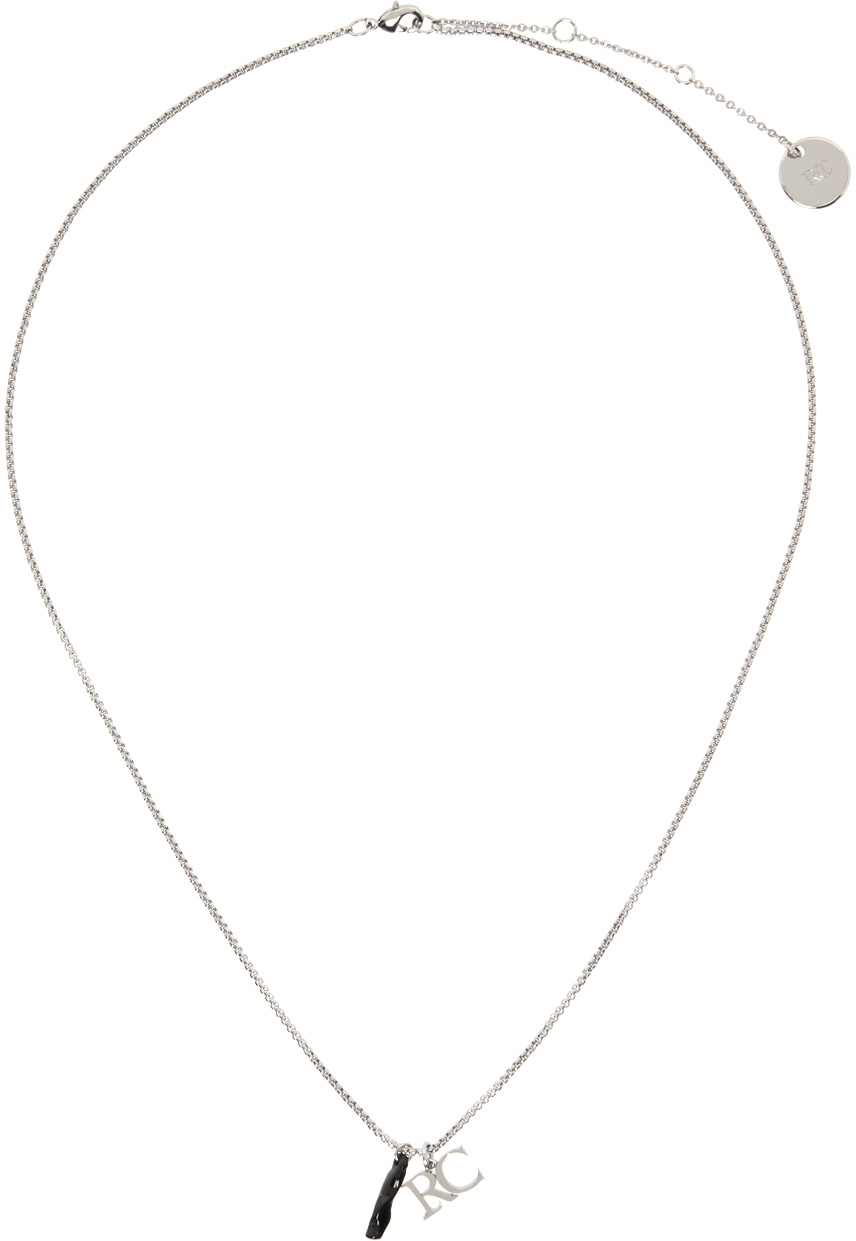 Recto Silver 'RC' Logo Bone Necklace