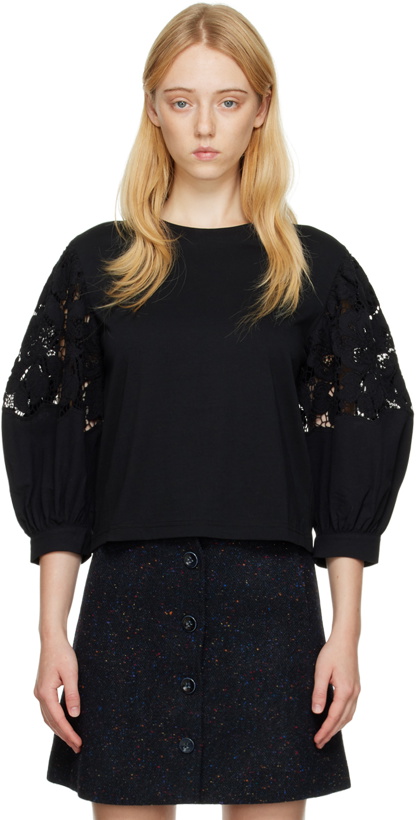 Photo: See by Chloé Black Balloon Sleeve T-Shirt