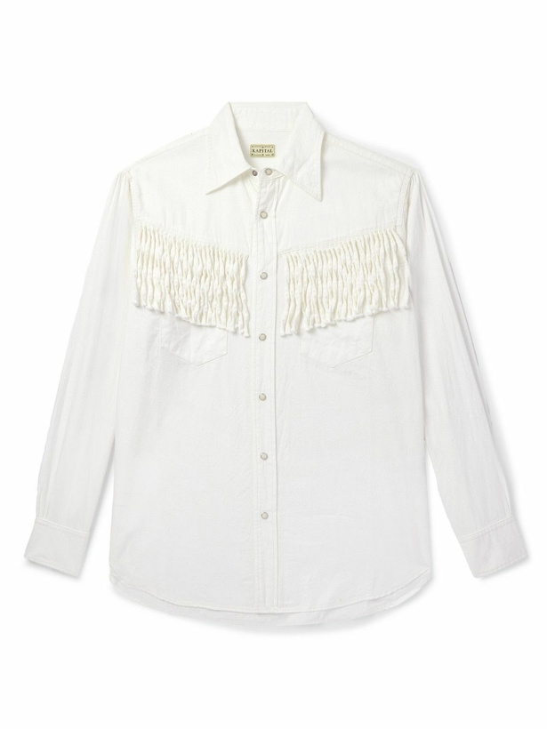 Photo: KAPITAL - Husky Fringed Denim Western Shirt - White
