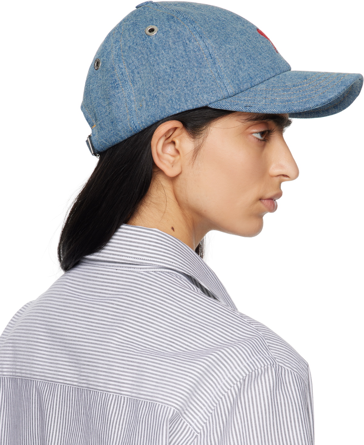AMI Paris Blue Cotton Ami de Coeur Embroidery Cap