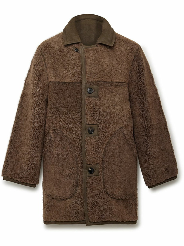 Photo: BODE - Ranch Reversible Shearling Coat - Brown
