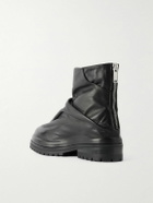 424 - Marathon Ruched Leather Boots - Black