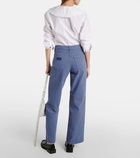 Ganni Striped mid-rise wide-leg jeans