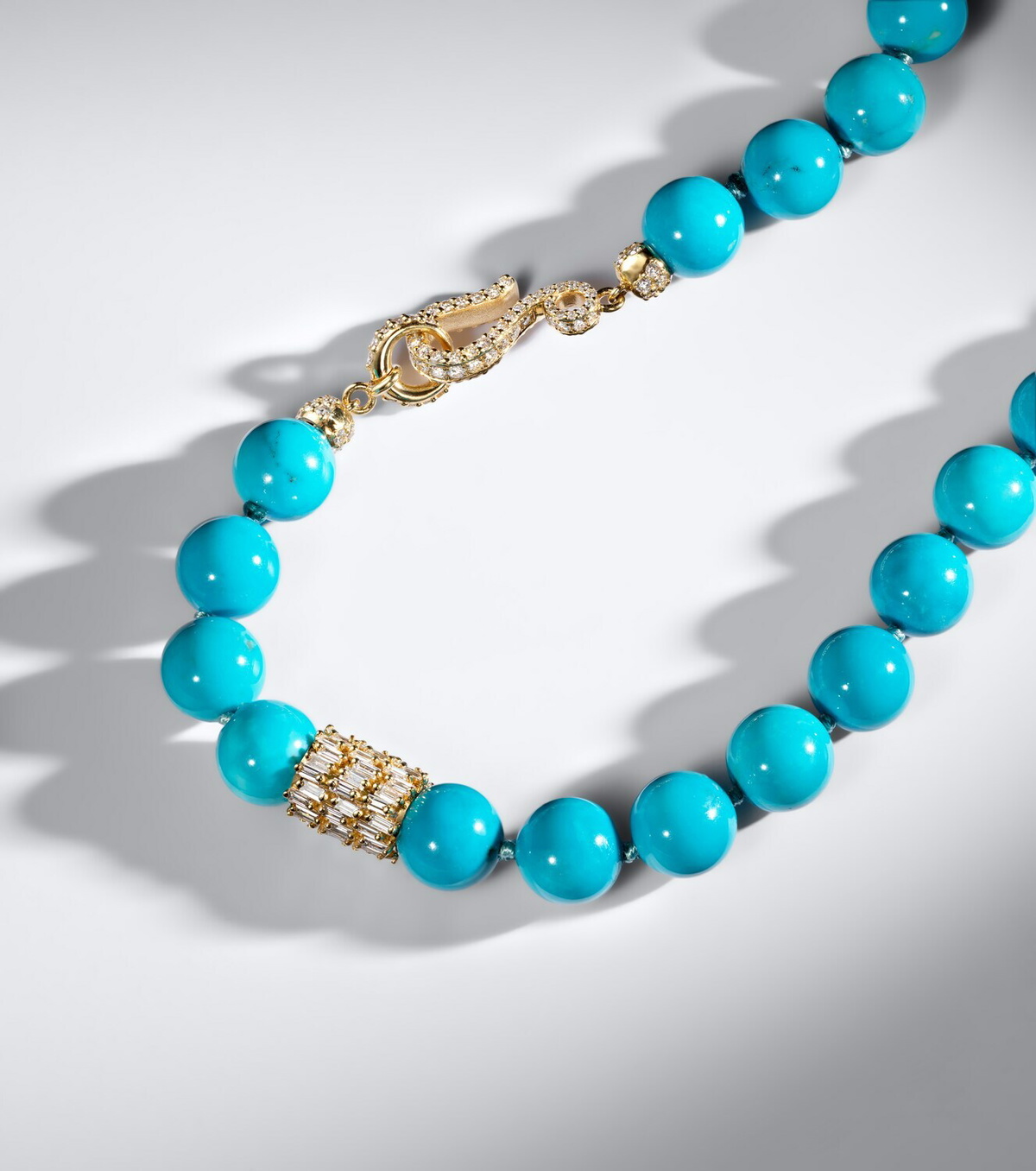 Suzanne Kalan 18kt gold necklace with turquoise and diamonds