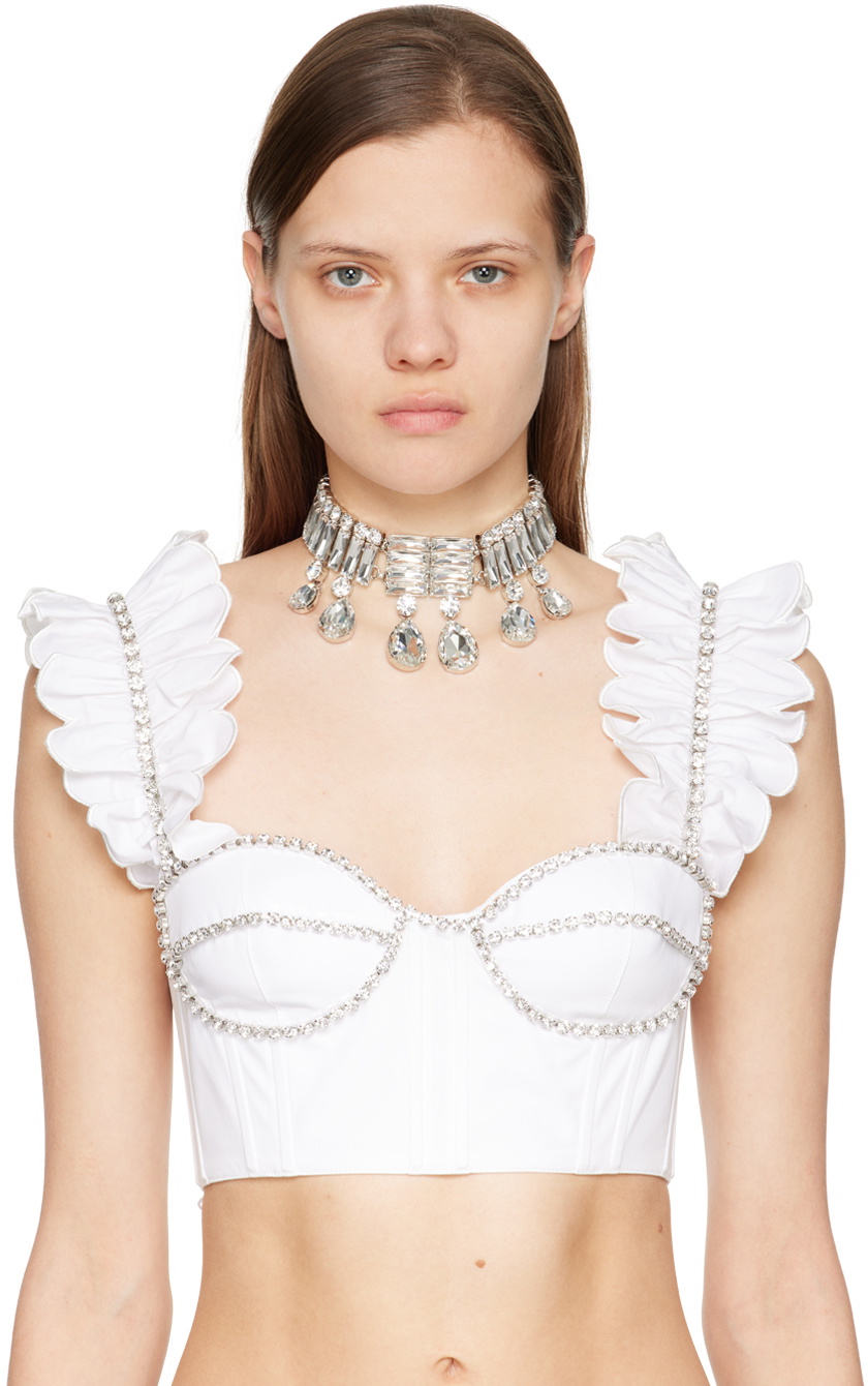 AREA Silver Baguette Drop Choker