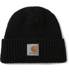 Carhartt WIP - Anglistic Logo-Appliquéd Mélange Wool and Cotton-Blend Beanie - Black