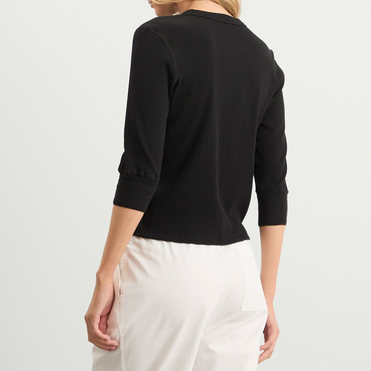 Nothing Written Women's Vintage Button T-Shirt in Black