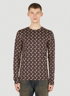 Moon Motif Long Sleeve Top in Brown