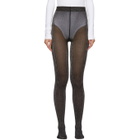 Marc Jacobs Black and Silver Ribbed Tights