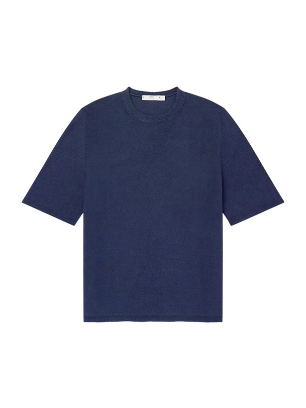 Photo: Inis Meáin - Linen and Cotton-Blend T-Shirt - Blue
