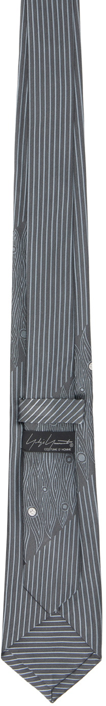 YOHJI YAMAMOTO Gray Panel Stripe JQ Derby Tie