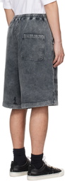 Maison MIHARA YASUHIRO Black Bleached Graffiti Print Sweat Shorts
