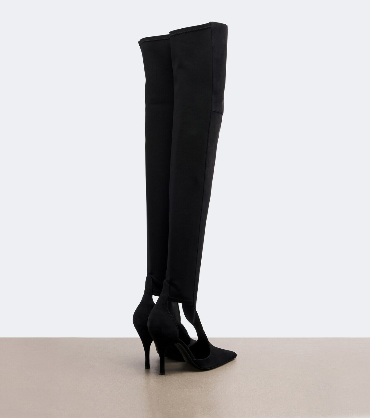 Alaïa Cutout suede-trimmed over-the-knee boots