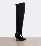 Alaïa Cutout suede-trimmed over-the-knee boots