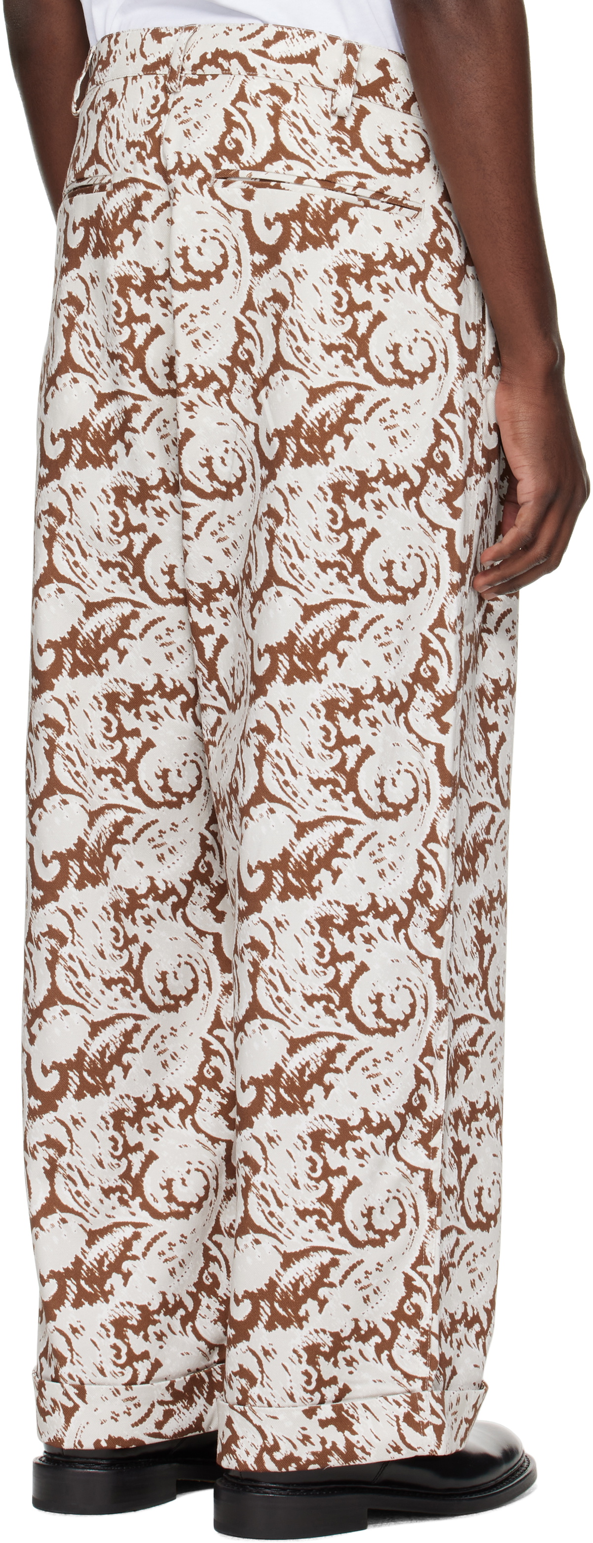 COMMAS Gray & Brown Paisley Print Trousers