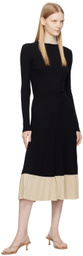 BEVZA Black Colorblocked Midi Skirt