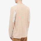 Folk Men's Long Sleeve Stack T-Shirt in Ecru/Burnt Orange