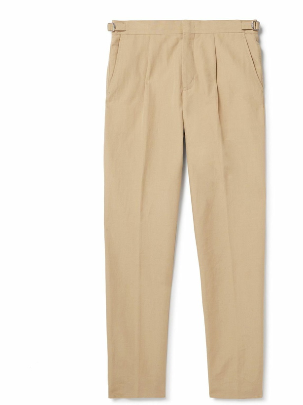 Photo: Orlebar Brown - Carsyn Tapered Pleated Linen and Cotton-Blend Trousers - Neutrals