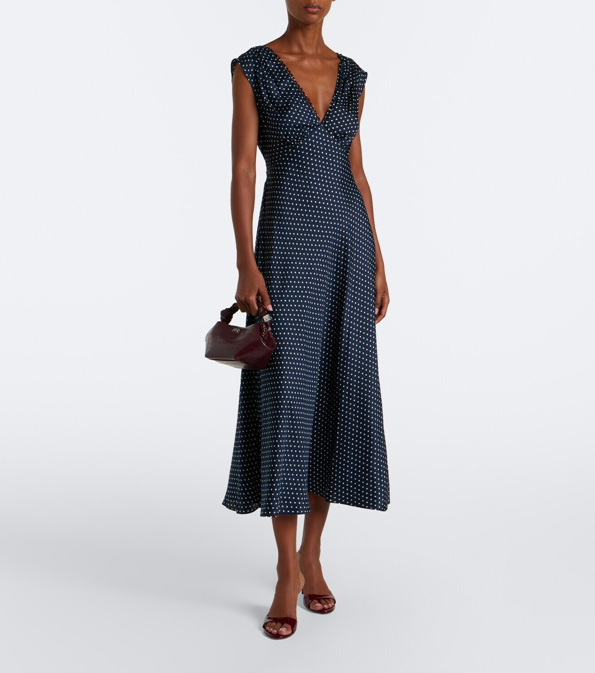 Dôen Tahlia polka dot silk-blend midi dress