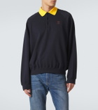 Versace Embroidered cotton jersey polo sweatshirt