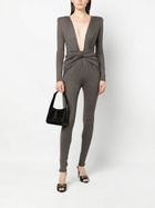 Saint Laurent Brown Twist Front Wool Jumpsuit